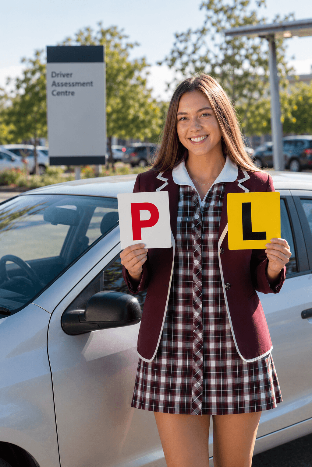Successful Queensland learner driver holding P and L plates